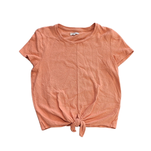 MADEWELL Front Tie Knit Shirt, Womens M, Sunset Orange - Picture 1 of 3